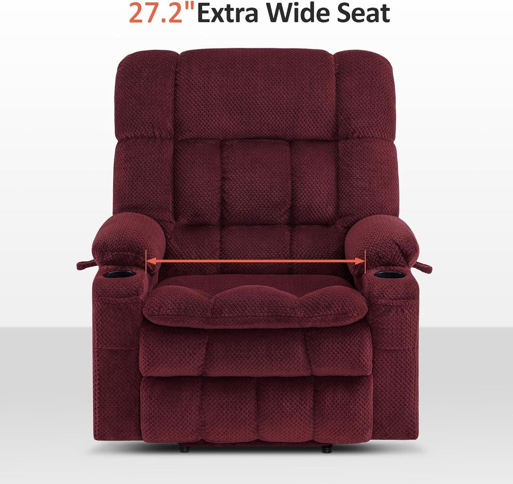 Large Burgundy Dual Motor Lift Recliner Chair With Massage And Heat