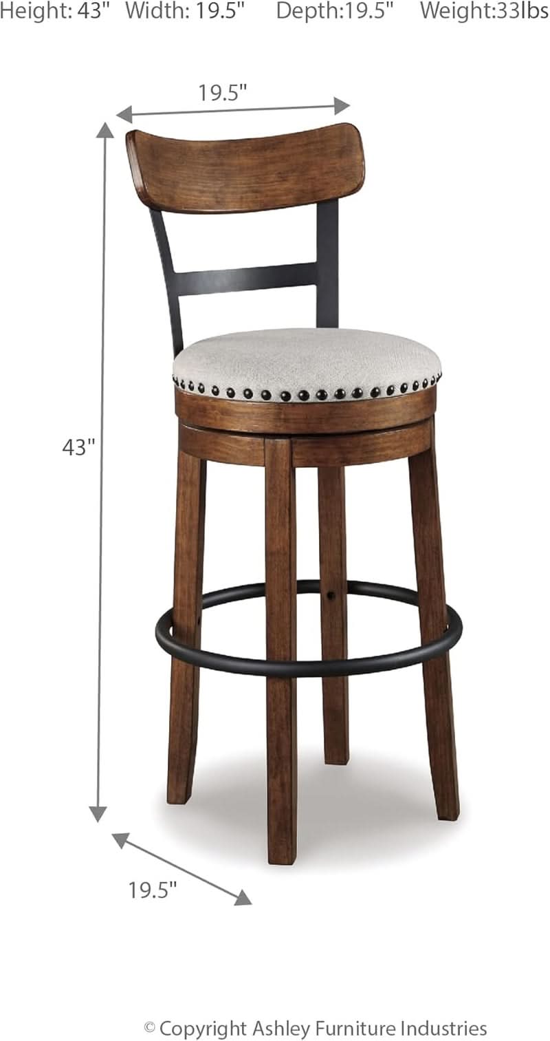 Valebeck 30 Inch Farmhouse Pub Height Bar Stool Brown