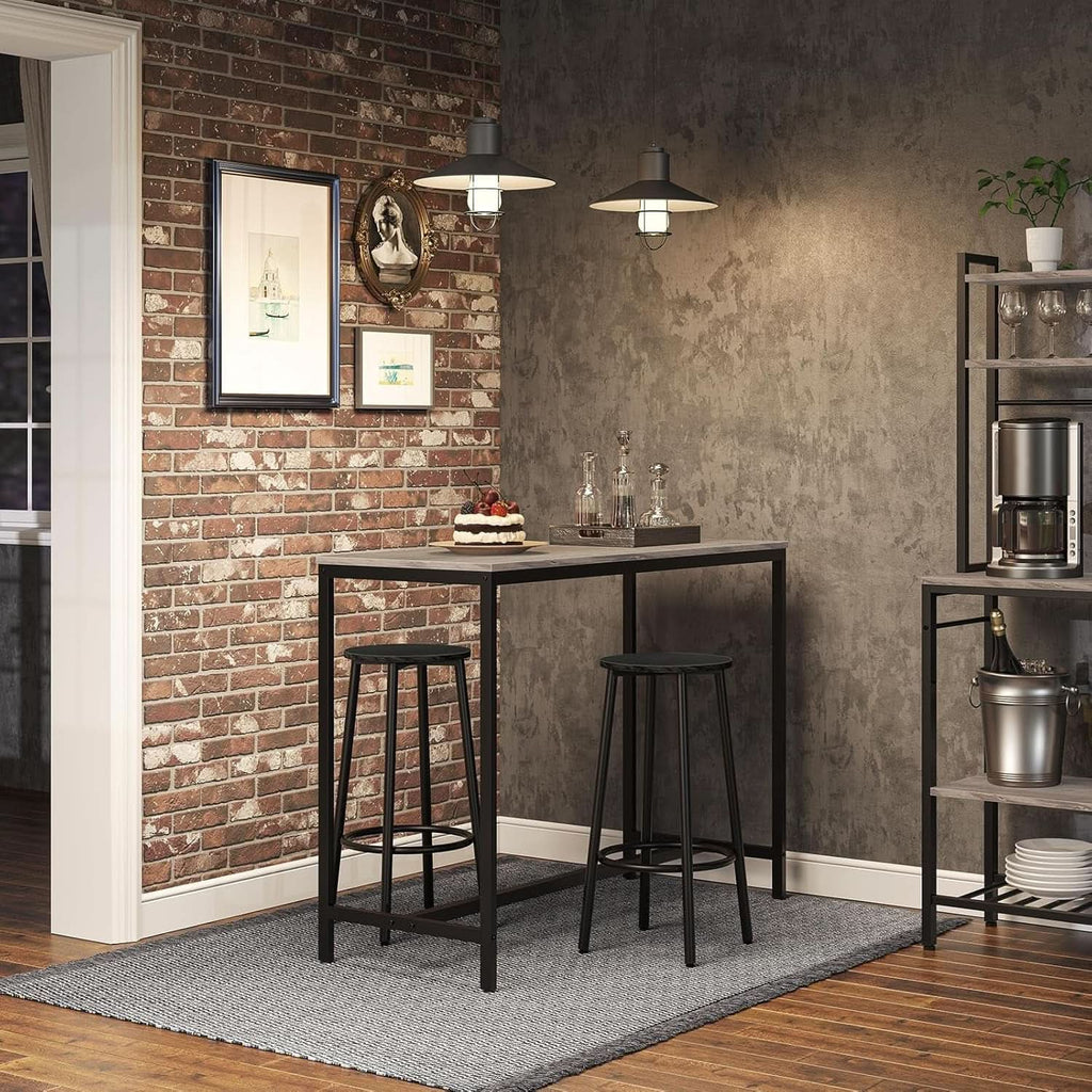Black Bar Stool Set of 2 Counter Height With Footrest