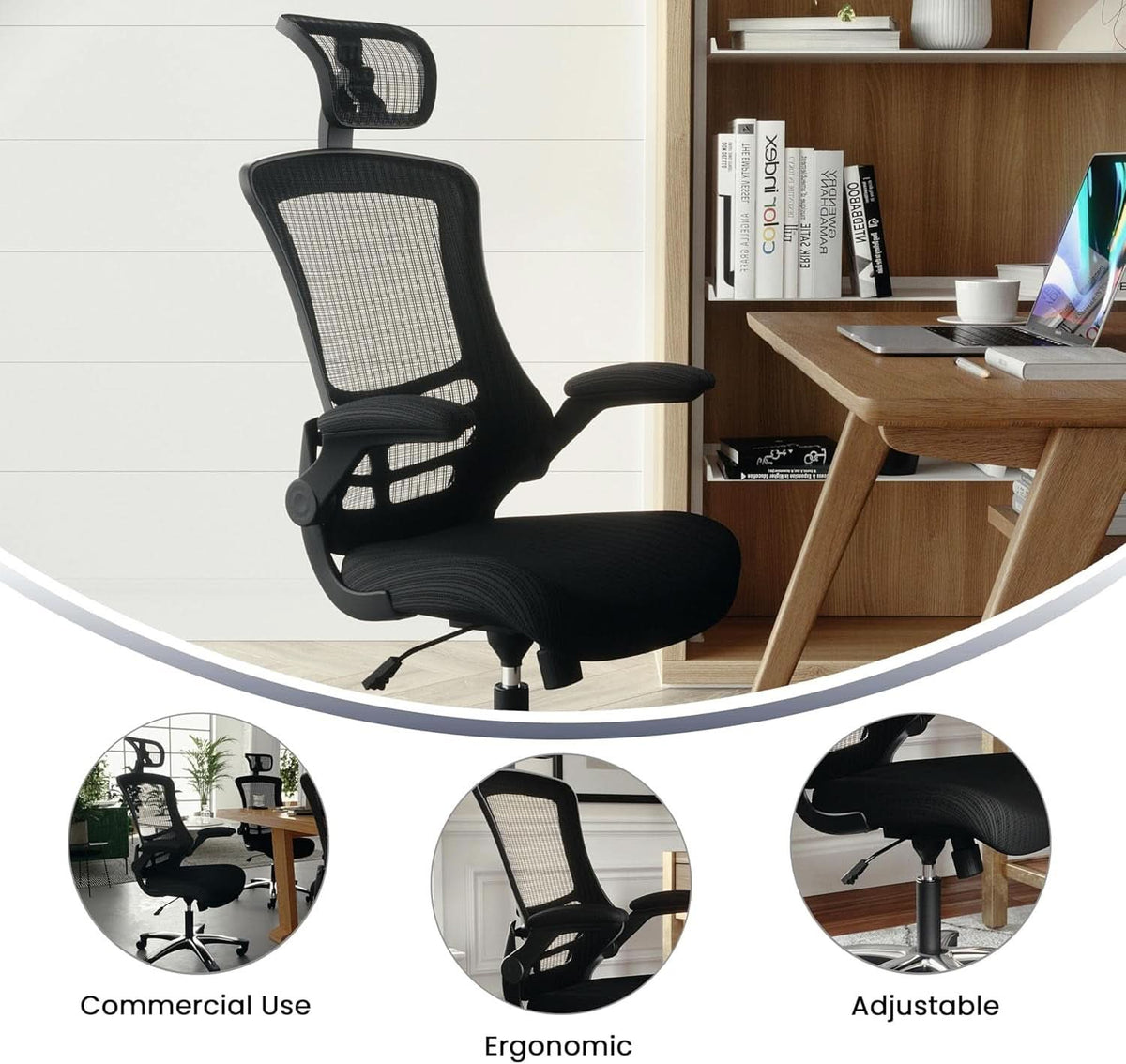 High Back Swivel Office Chair With Lumbar Support Black