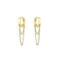 Double Chain Huggies Hoops: Gold