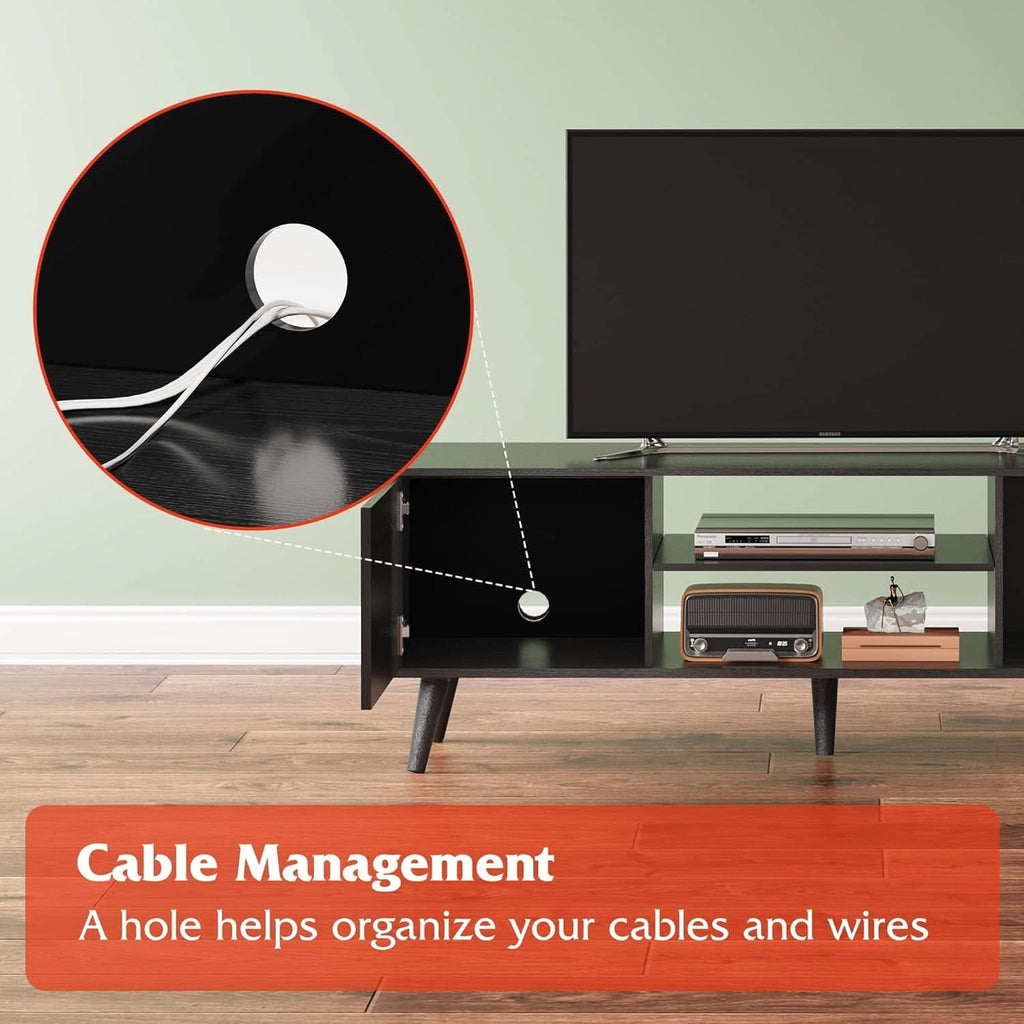 TV Stand 55 To 60 Inch With Storage Cabinets Sturdy