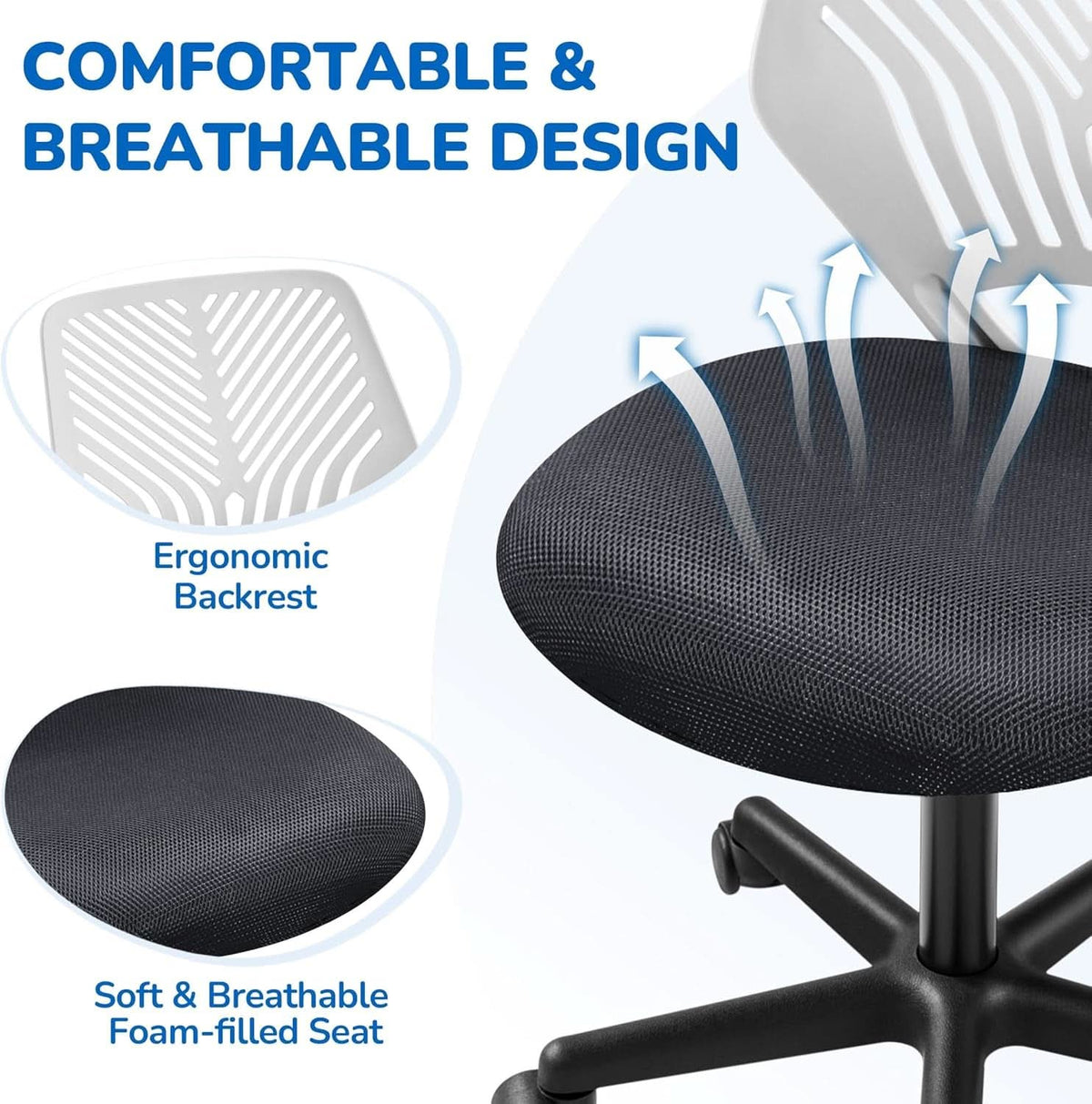 Dark Gray Ergonomic Adjustable Desk Chair Lumbar Support