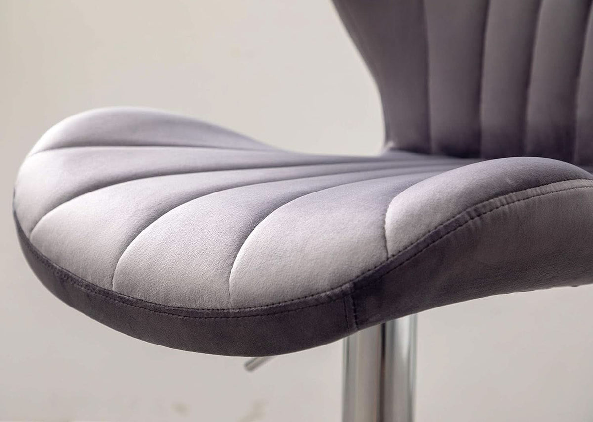 Velvet Adjustable Swivel Barstools Gray Set of Two