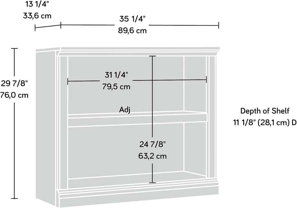 Two Shelf Bookcase Estate Black Finish For Home Office
