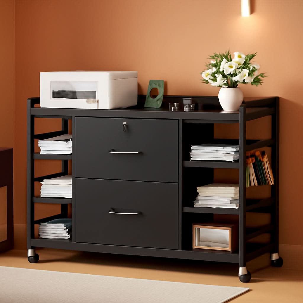 44 Inch 2 Drawer File Cabinet For Home Office Black