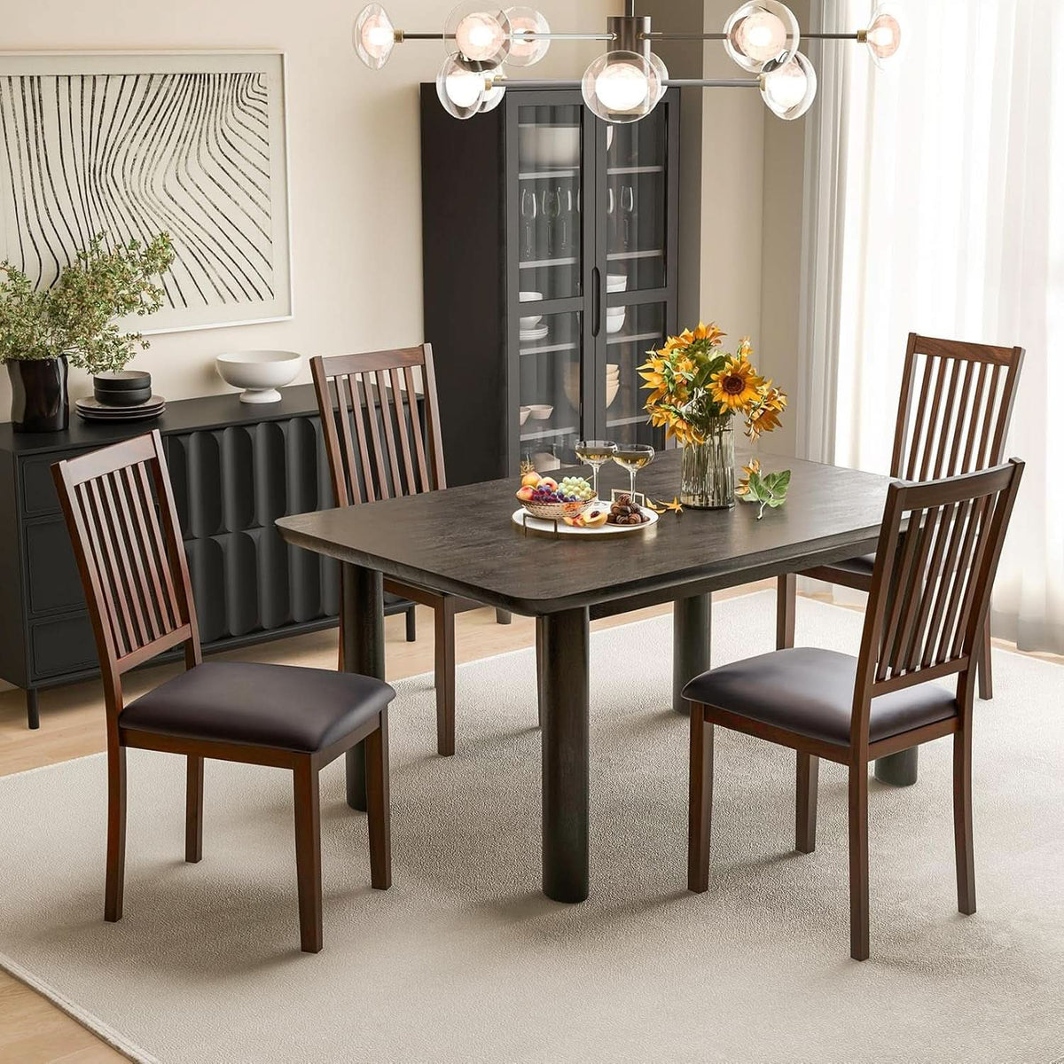 Espresso Slat Back Dining Chairs Set Of 2 For Dining Room