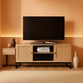 Mina Modern TV Stand With Storage Doors Oak Finish