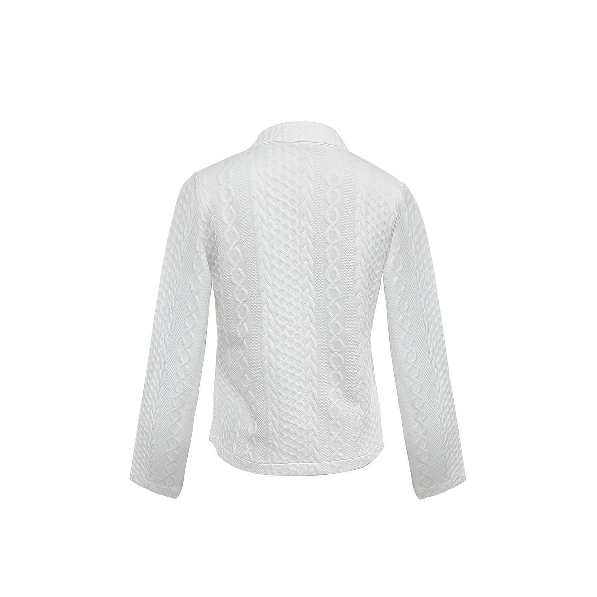 Women's Fashionable Solid Color Textured Fabric Stand Up Collar Jacket