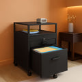 Rolling Mobile File Cabinet With Two Drawers Black