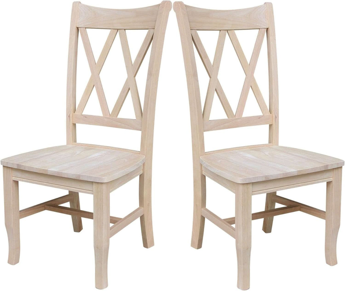 Two Unfinished Parawood Dining Chairs With X Back