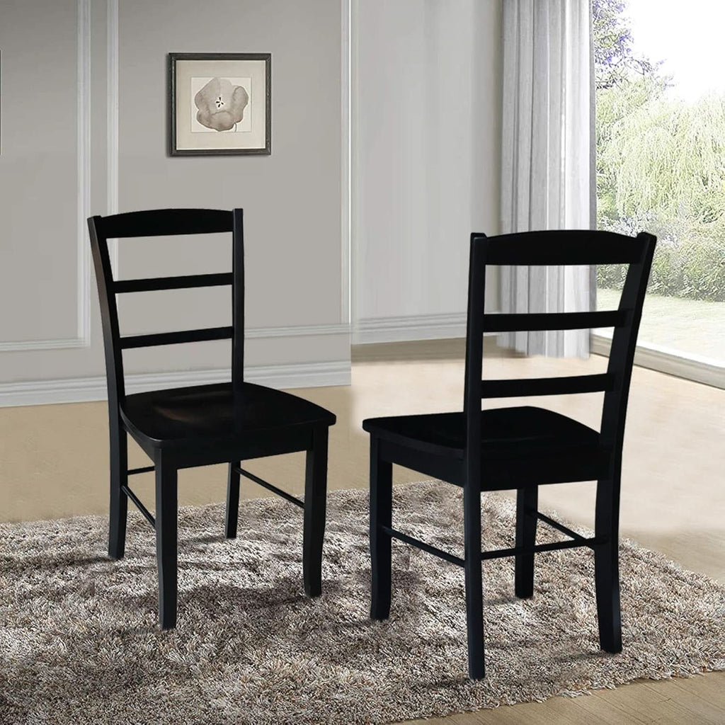 Set Of 2 Black Madrid Ladderback Dining Chairs For Kitchen