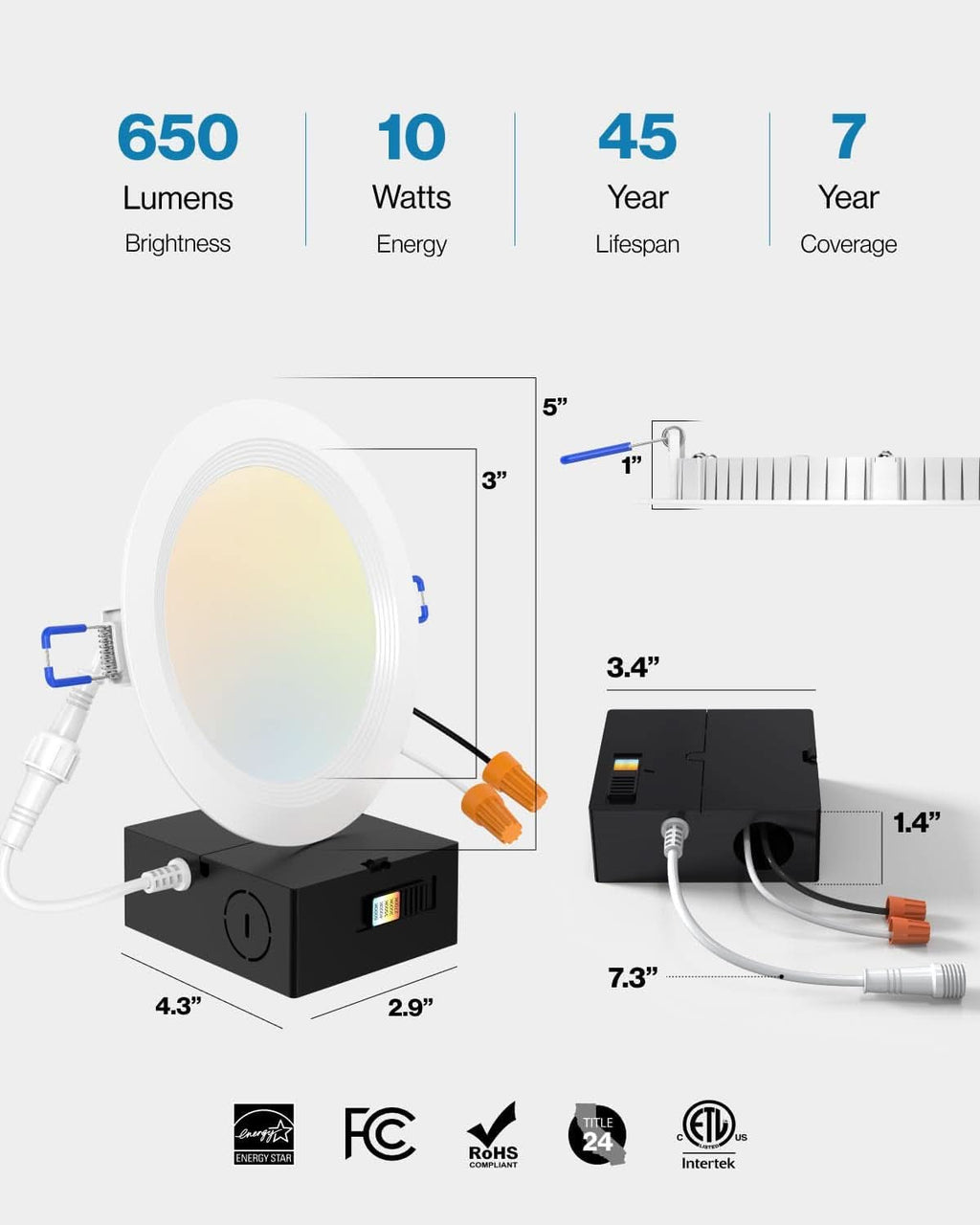 4-Inch Canless LED Recessed Lighting Dimmable 24 Pack
