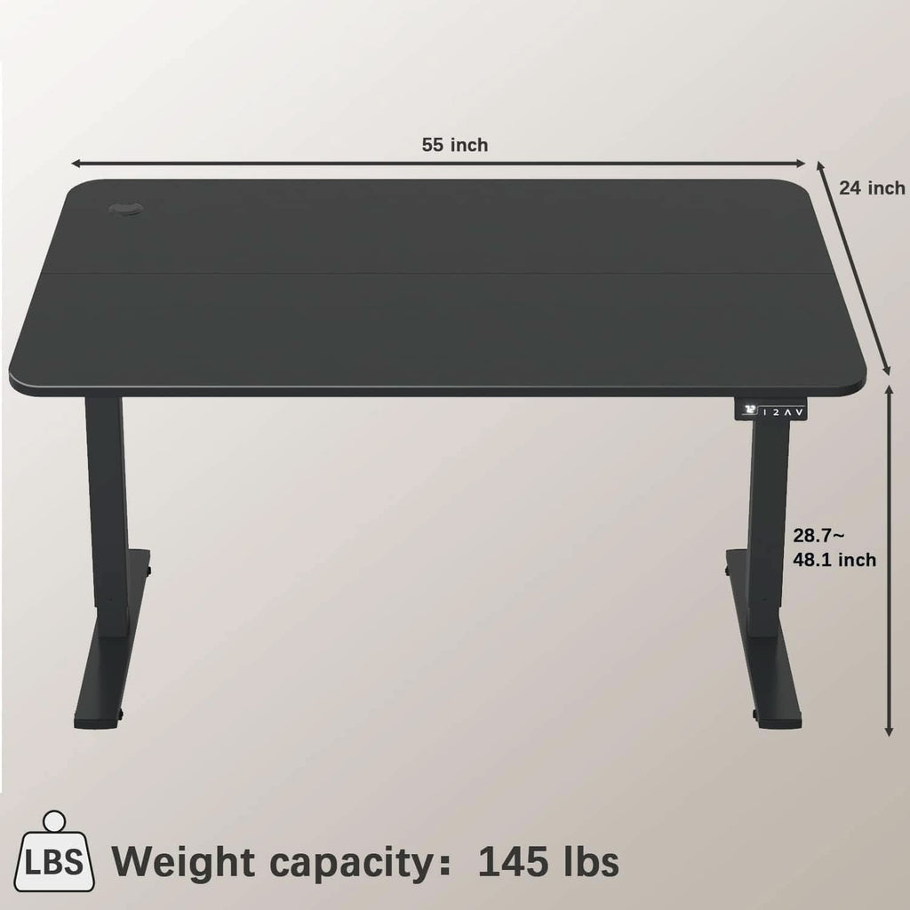 Electric Height Adjustable Standing Desk 55 X 24 Inches