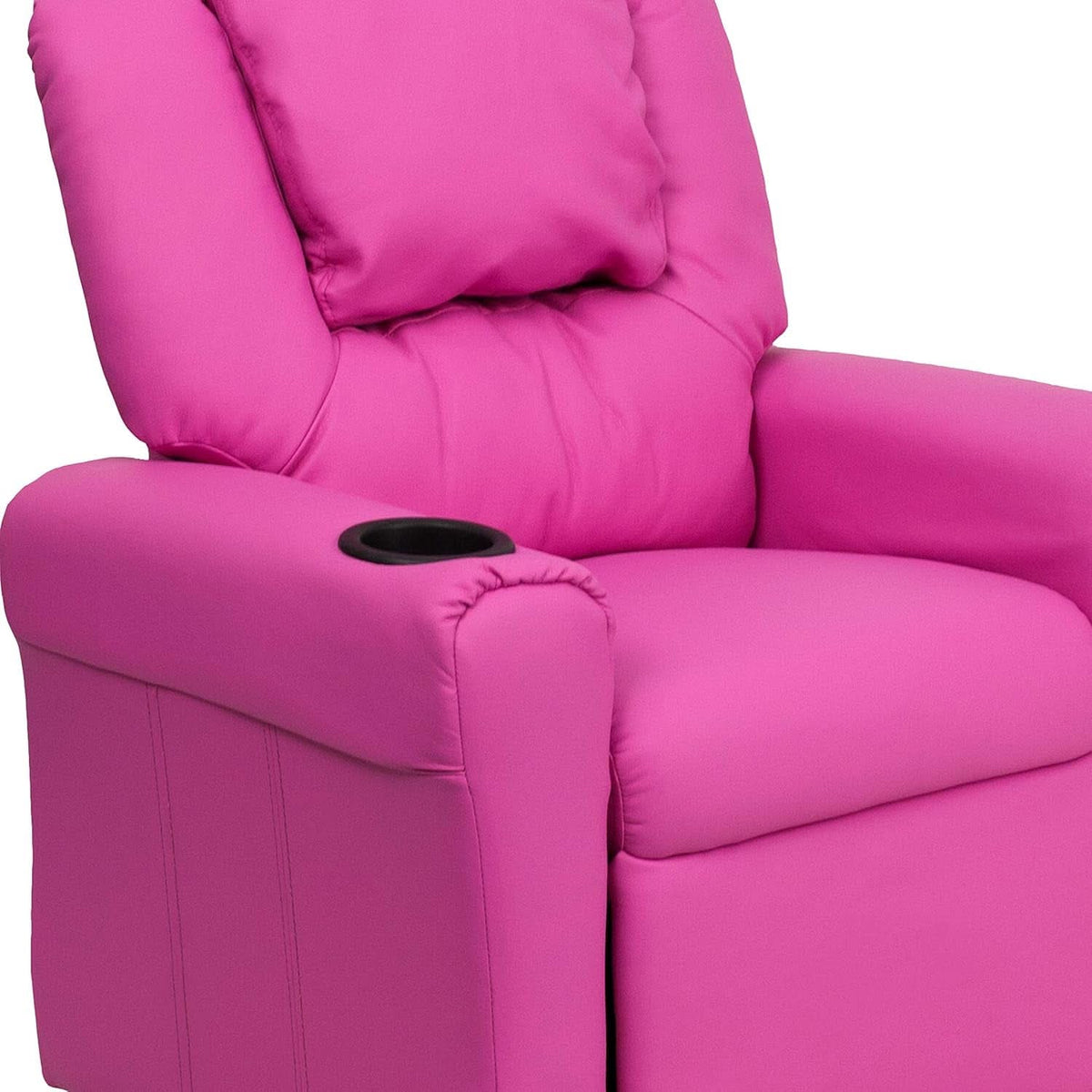 Hot Pink Kids Recliner With Cup Holder Compact Design