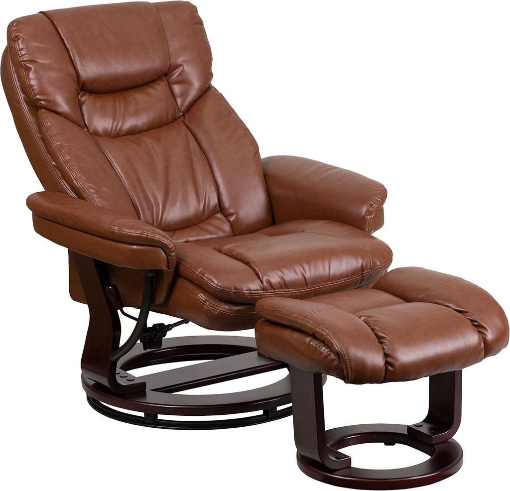 Allie Leathersoft Upholstered Recliner With Ottoman Brown