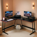 L Shaped Gaming Desk With Monitor Riser 51 Inch Corner Desk