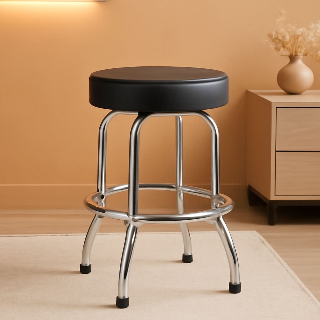 Swivel Bar Stool Padded Black For Garage And Home Use