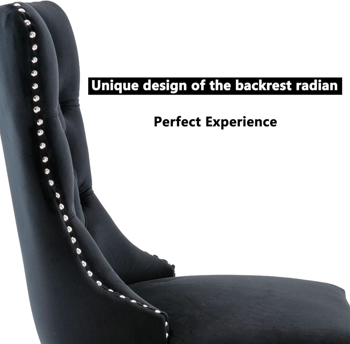 Black Velvet Tufted Dining Chairs With Nailhead Trim
