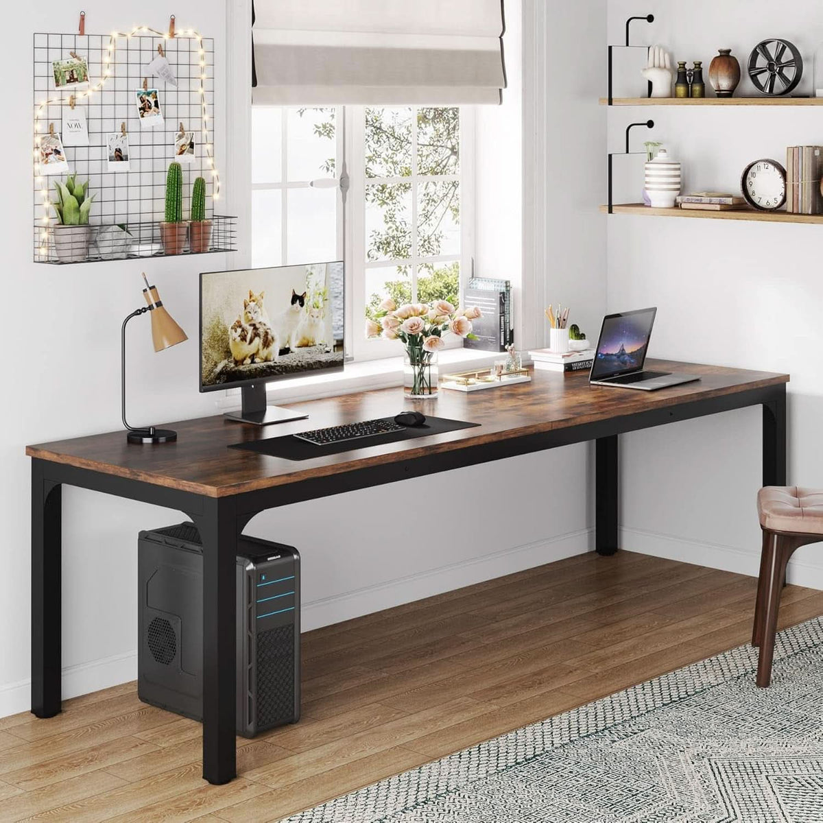 78 Inch Extra Long Two Person Computer Desk For Home Office