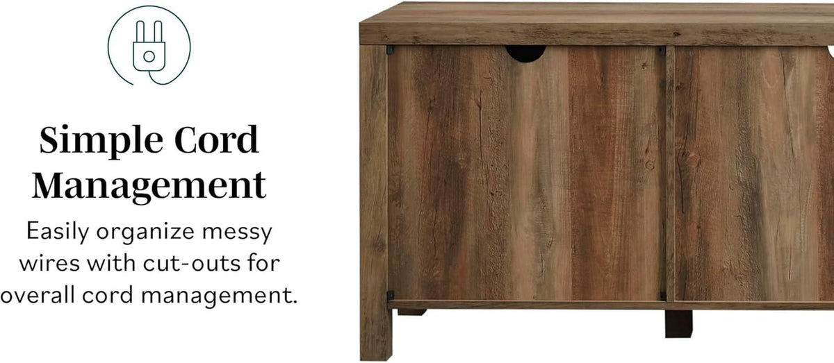 Rustic Oak TV Stand With Double Barn Doors Up To 80 Inch