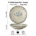 9-inch Ceramic Deep Plates with Blue Leaf Pattern
