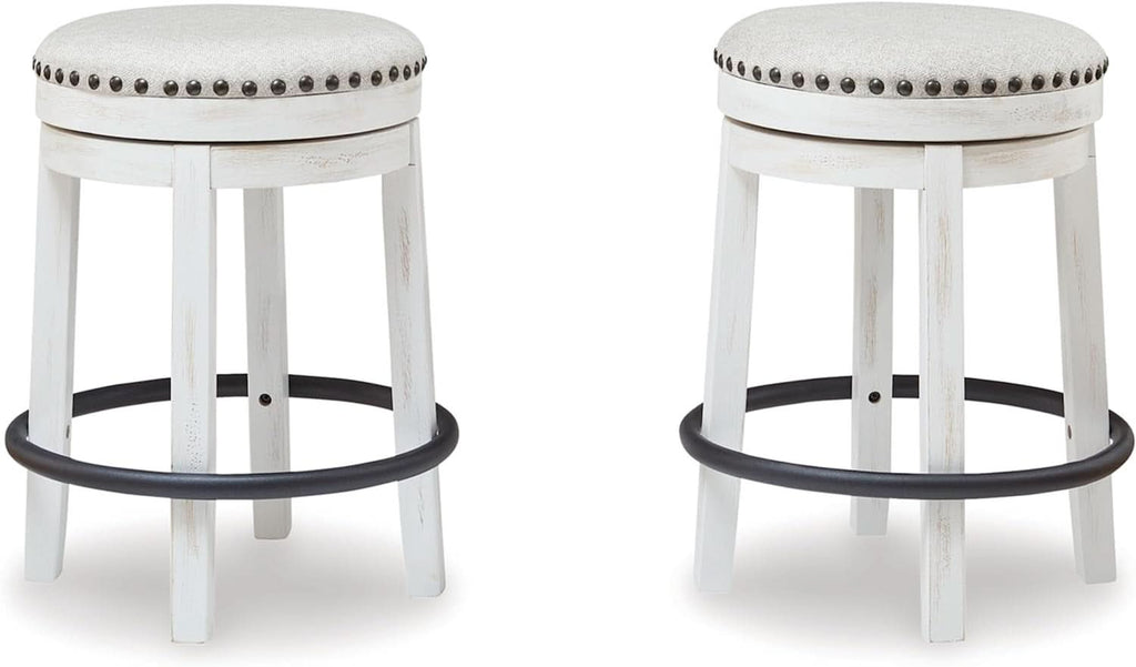 Valebeck 24Inch Counter Height Swivel Stool White Black