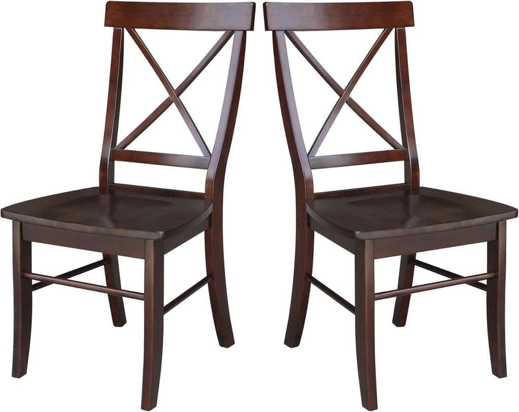 X Back Dining Chair In Java Finish With Solid Wood Seat