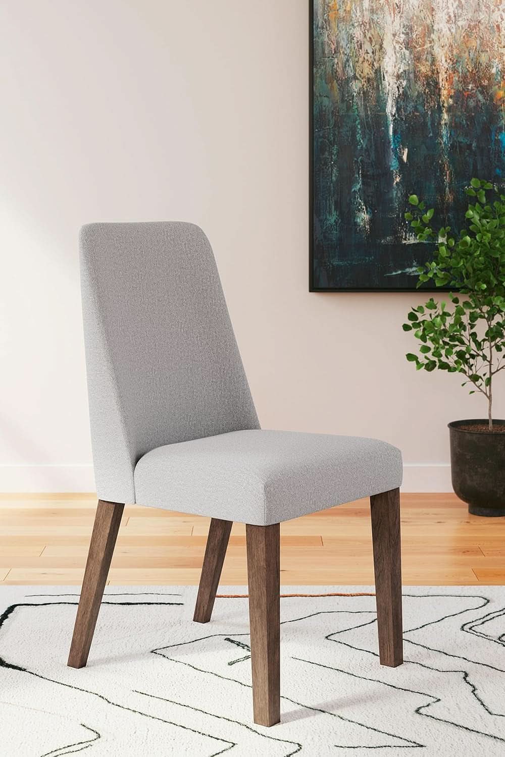 Lyncott Upholstered Side Dining Chair Set of 2 Cream Brown Foam Cushion