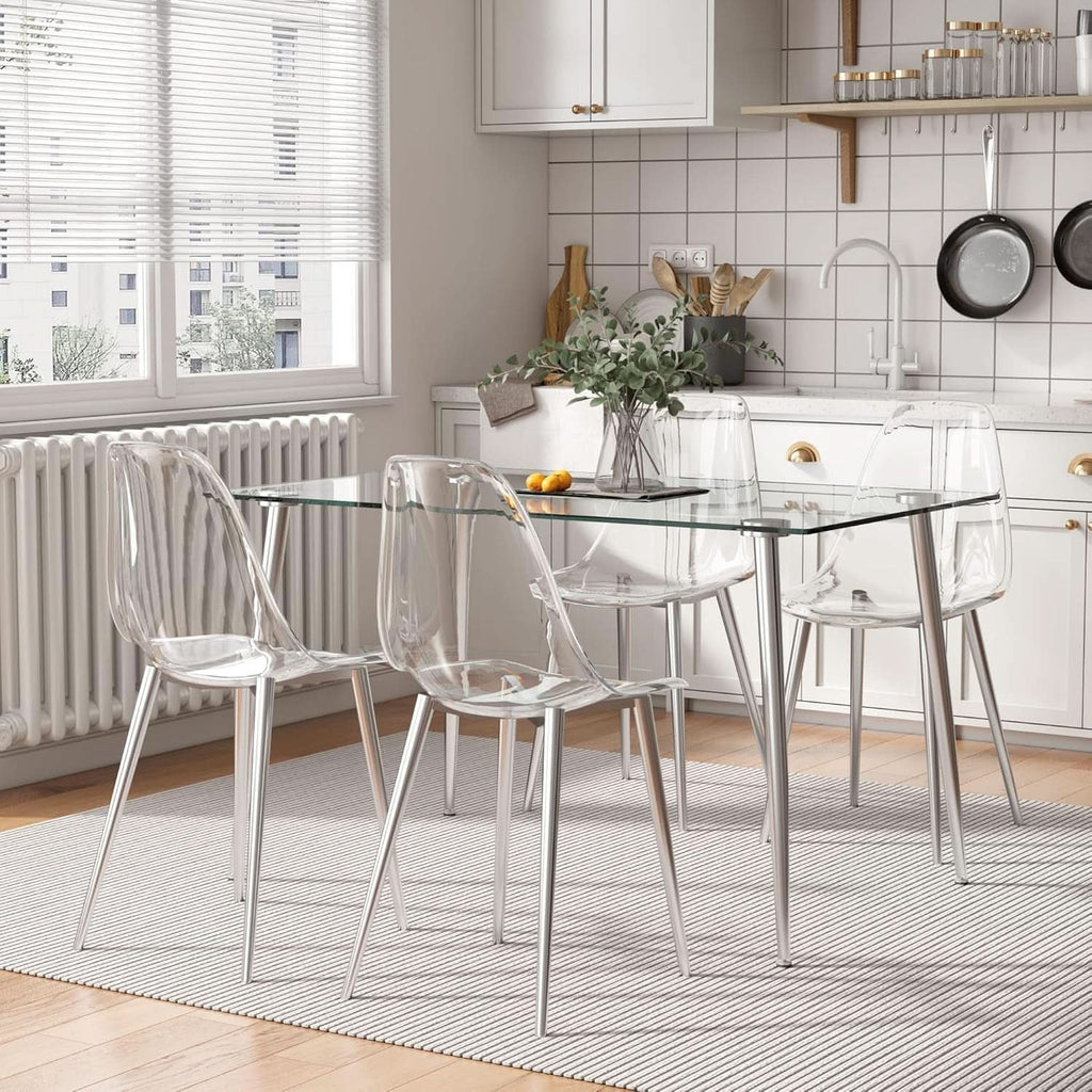 Clear Acrylic Dining Chairs Set Of 4 With Metal Legs