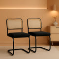 Cesca Cane Dining Chairs Set of 2 Black Boucle Seat