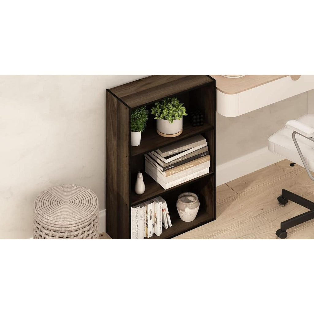 Pasir 3-Tier Open Shelf Bookcase Columbia Walnut Finish