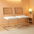 Modern Cesca Cane Dining Chairs With White Boucle Seat