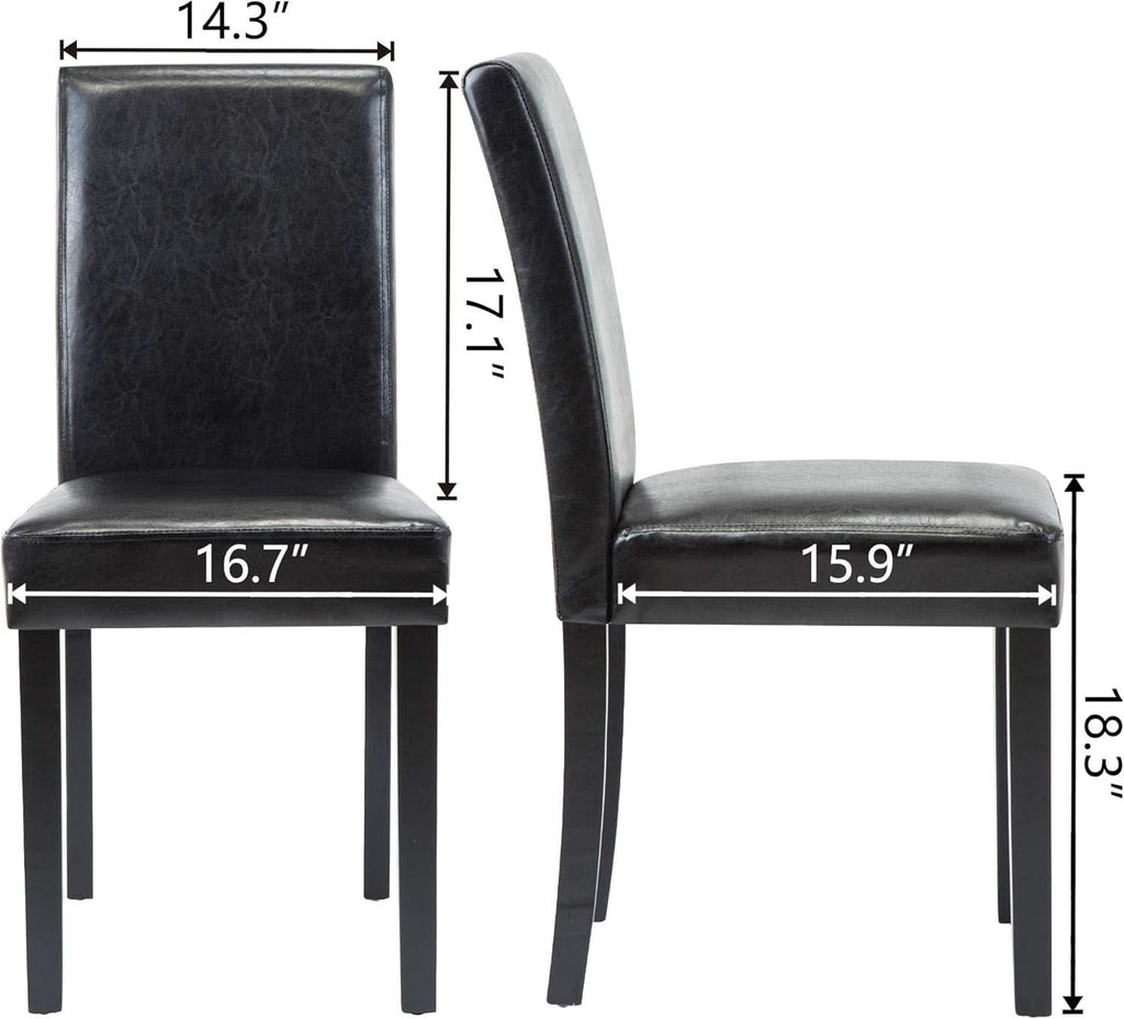 Modern PU Upholstered Dining Chairs Black Cushioned Seats