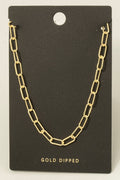 Gold Dipped Dainty Textured Oval Chain Necklace