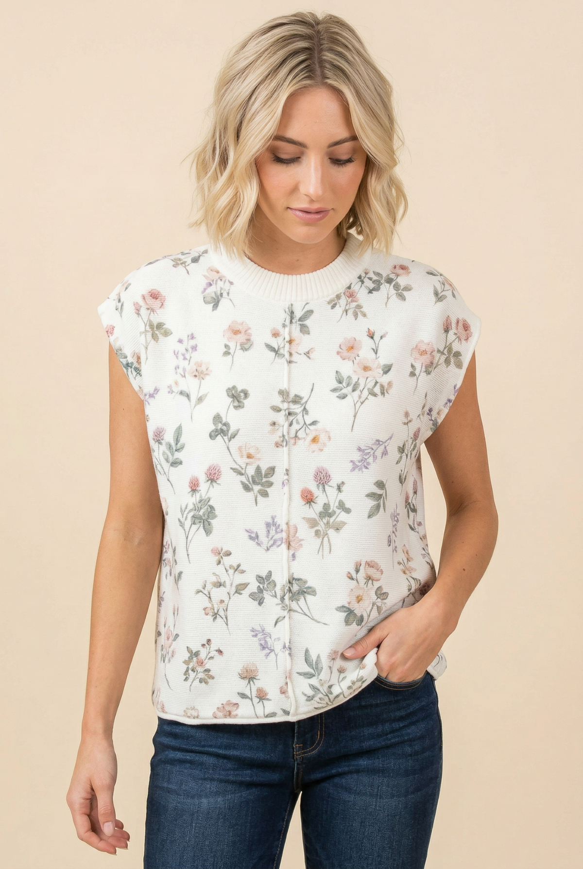 Floral Sleeveless Knit Top