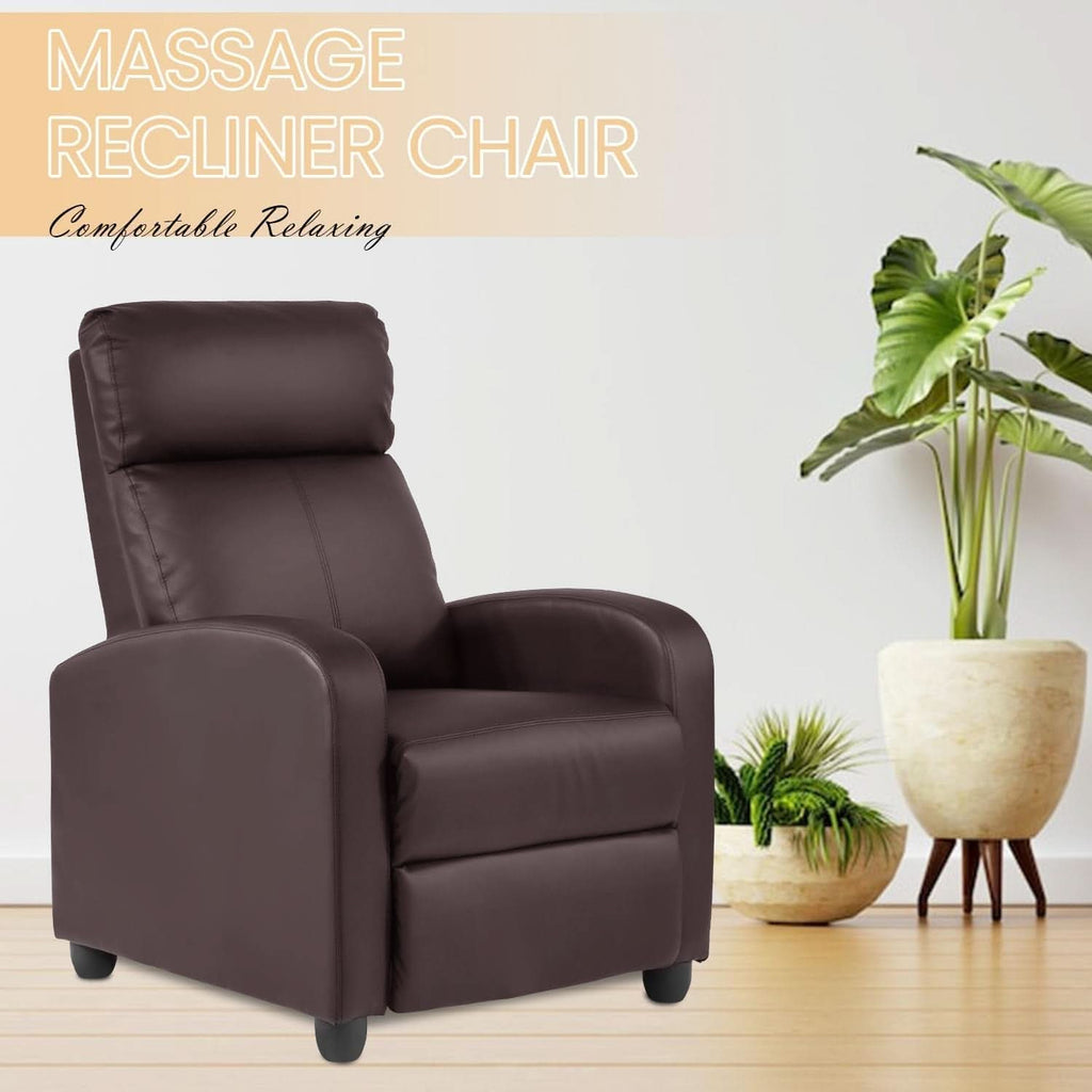 Massage Recliner Chair With Footrest And Brown PU Leather