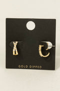 Gold Dipped Cz Pave X Hoop Earrings