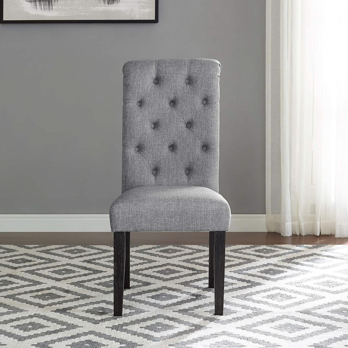 Leviton Gray Solid Wood Tufted Dining Chair Set Of 2
