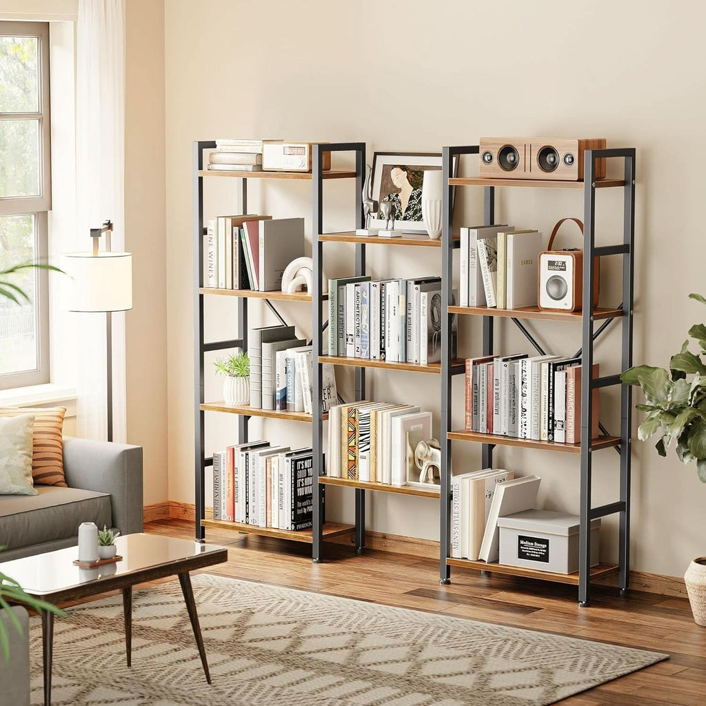 Rustic Brown Four Tier Bookshelf For Home Office Storage