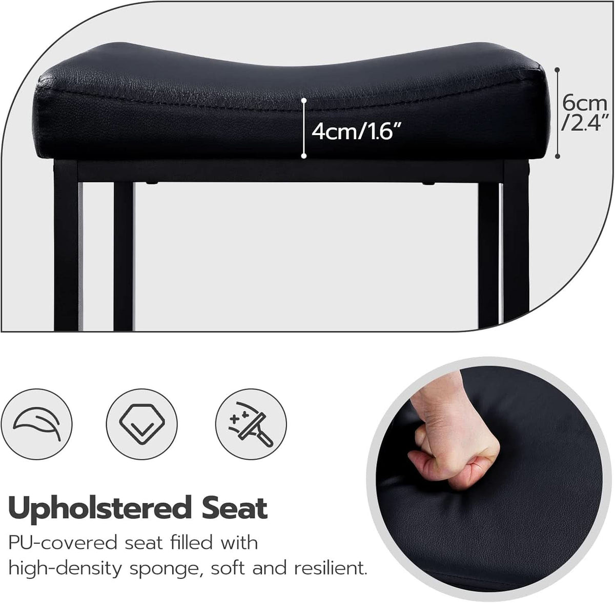 Counter Height Bar Stools Set Of 2 Saddle Seat Black