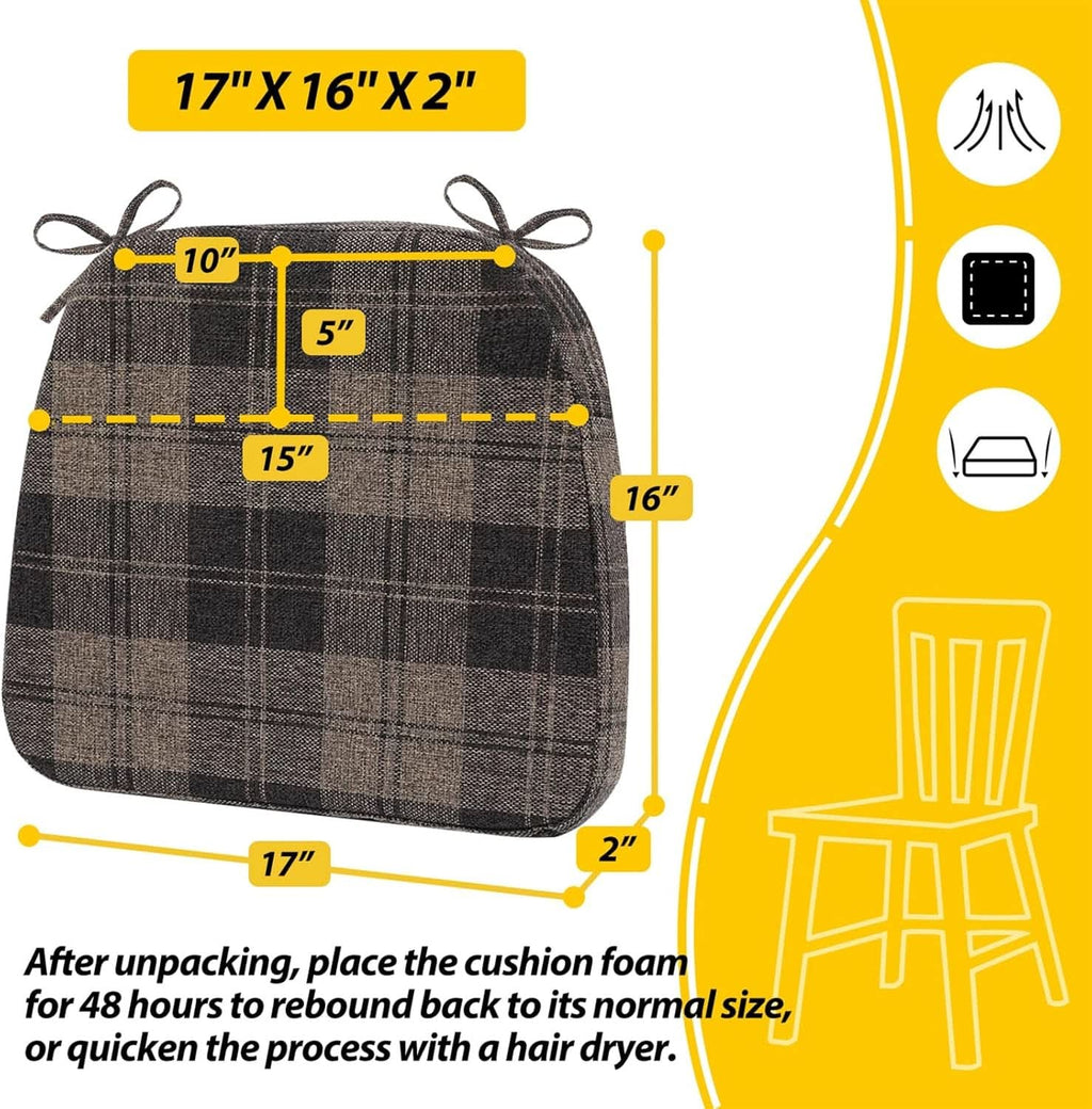 D Shaped Chair Cushions 2 Inch Thick Brown 17x16 Pads