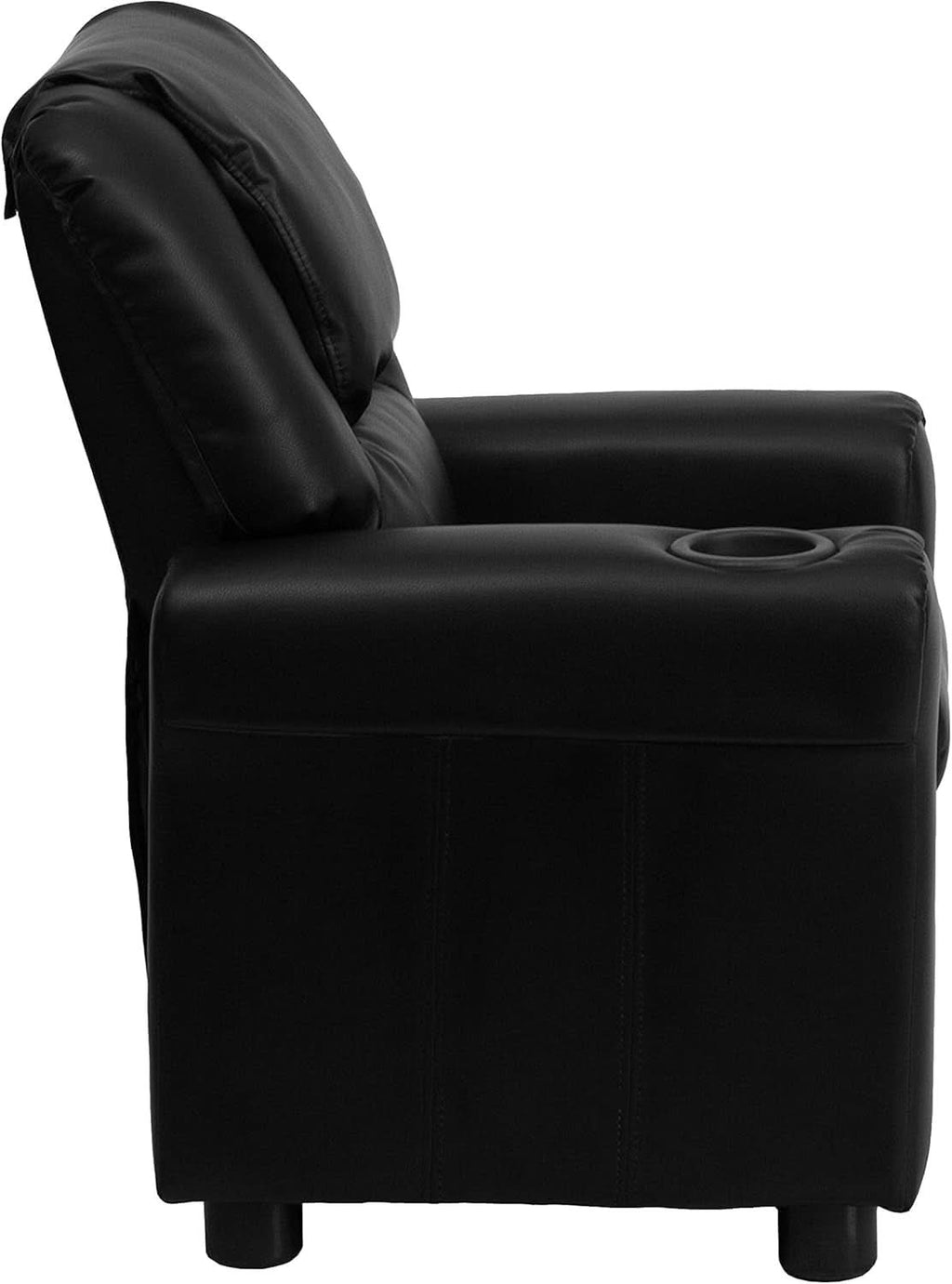 Kids Leathersoft Recliner With Cup Holder And Safety Recline Black