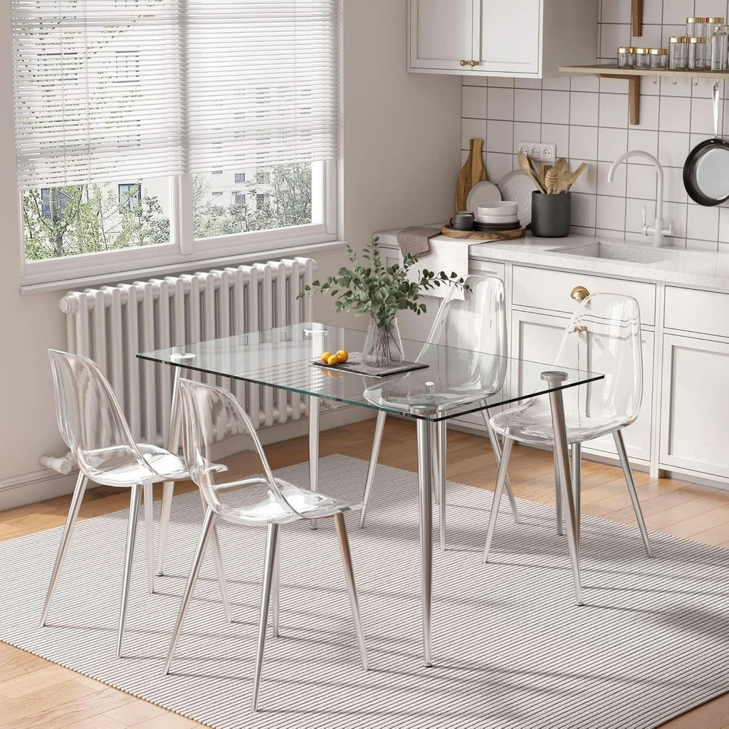 Clear Acrylic Dining Chairs Set Of 4 With Metal Legs