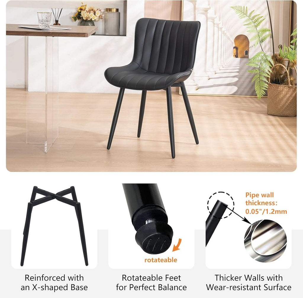 Black Upholstered Dining Chairs Set Of Two Modern Kitchen