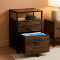 Rolling Mobile File Cabinet Drawers Open Shelf Rustic Brown