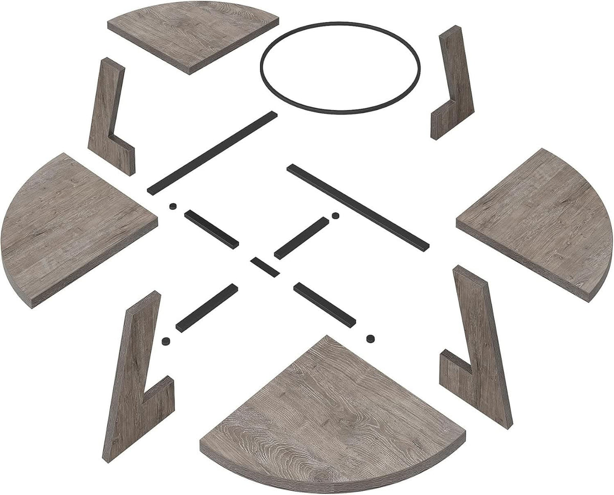 Round Dining Table 47 Inch Wood Farmhouse Grey Kitchen