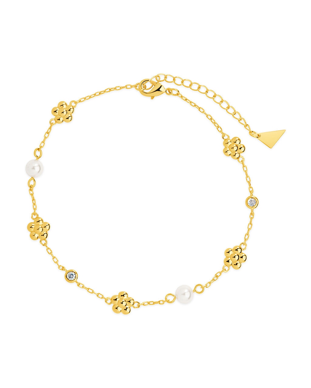 June Pearl & Flower Charm Anklet