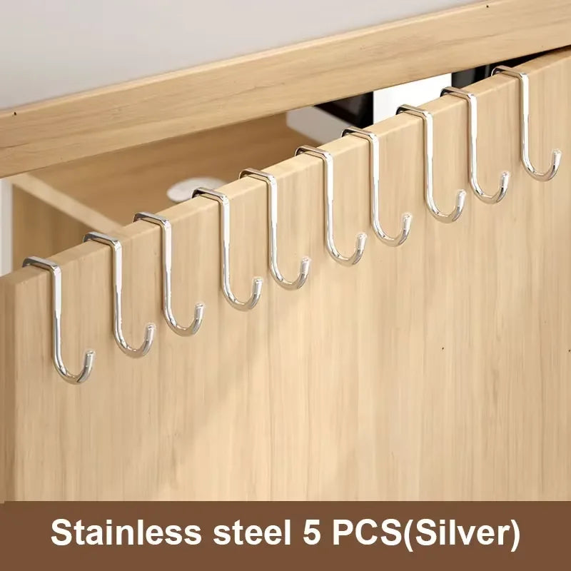 1 Piece Silver Metal Seamless Hook, Suitable for Kitchens, Bathrooms, and Wardrobes, No Drilling Required, Easy To Install