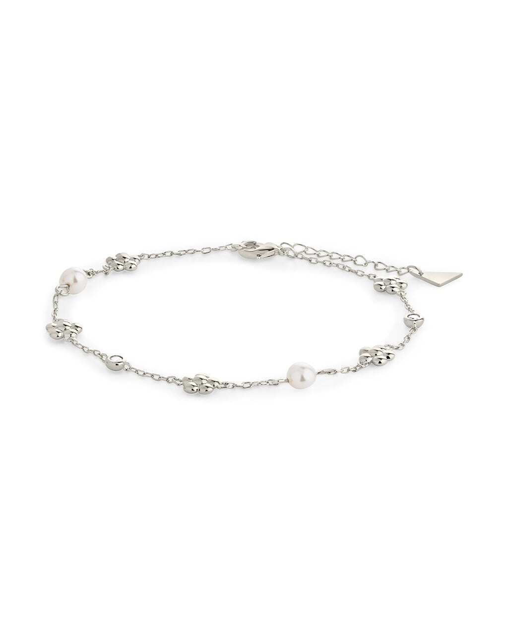 June Pearl & Flower Charm Anklet